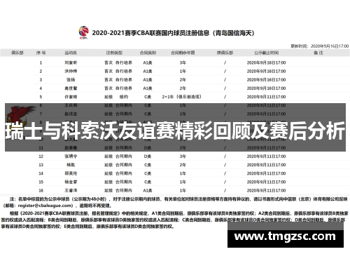 瑞士与科索沃友谊赛精彩回顾及赛后分析